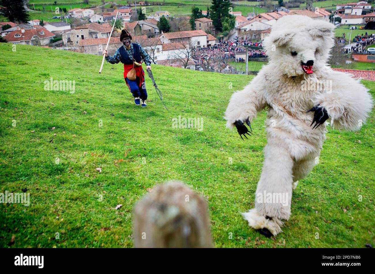 "La Vijanera´carnival, Jagd, Silio, Molledo tragen. Kantabrien, Spanien. Stockfoto