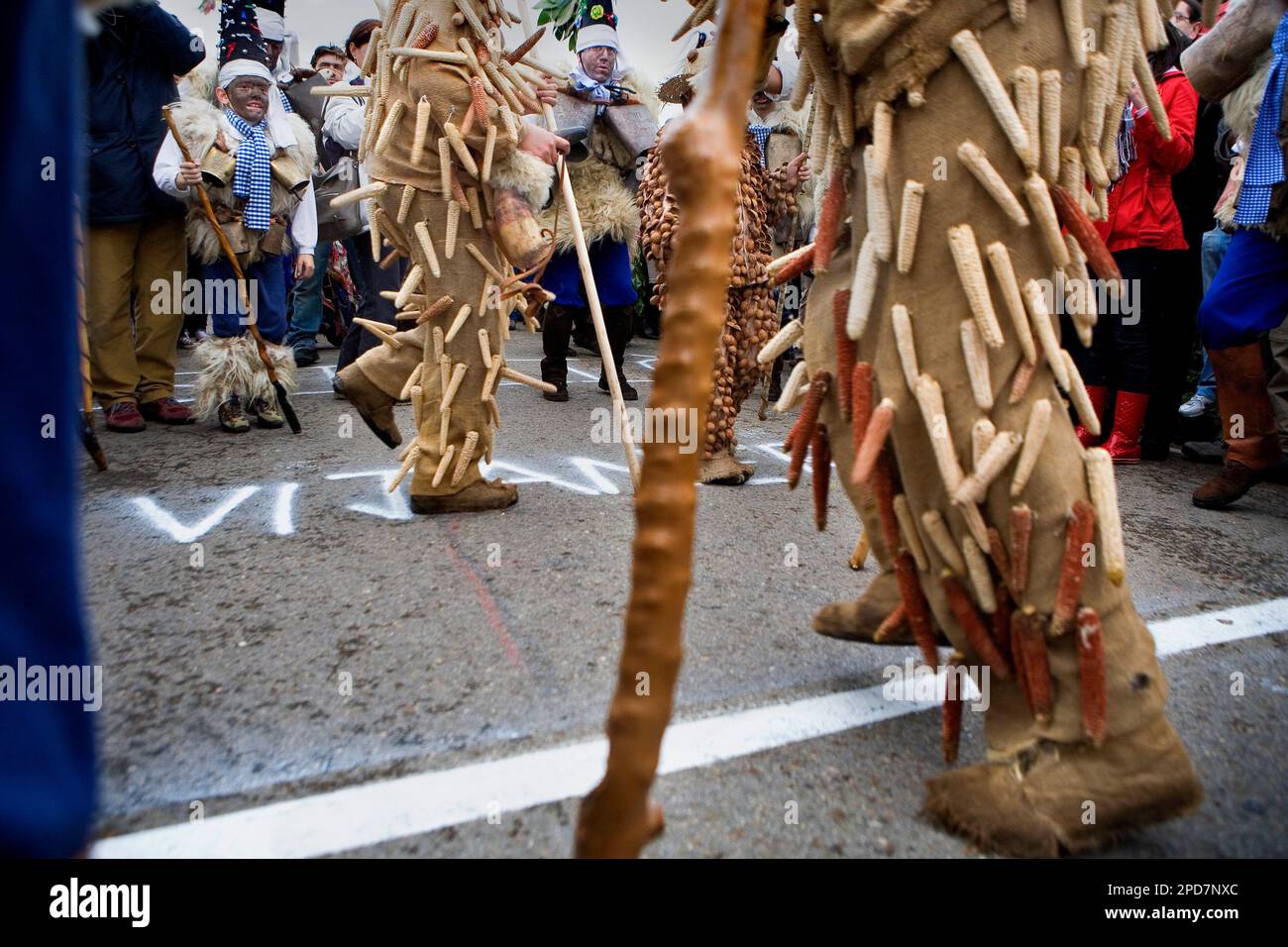 "La Vijanera´carnival, Line-Dance, Silio, Molledo. Kantabrien, Spanien. Stockfoto