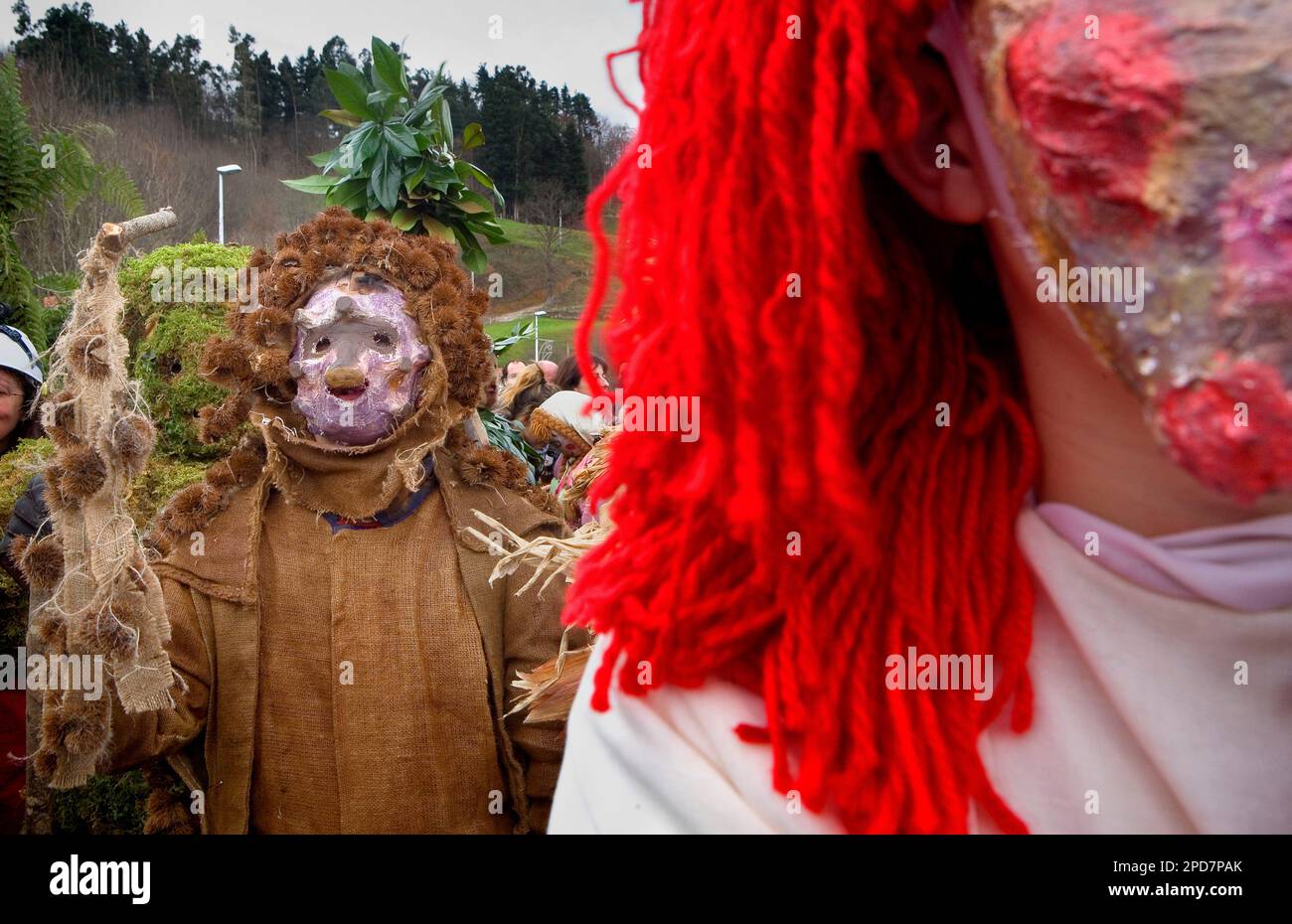 "La Vijanera´carnival", Trapajon´ Silio, Molledo. Kantabrien, Spanien. Stockfoto
