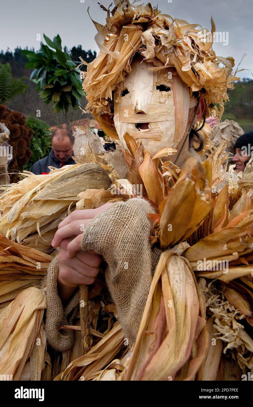 "La Vijanera´carnival", Trapajon´ Silio, Molledo. Kantabrien, Spanien. Stockfoto