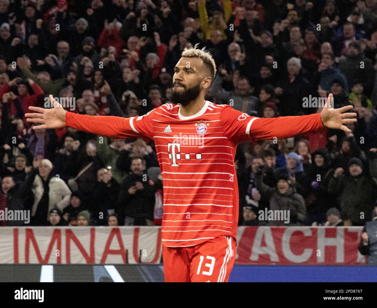 Bayerns Nummer 13 Eric Maxim CHOUPO-MOTING. Fußball, Bayern - Paris. Fußball Champions League, FC Bayern München - Paris Saint Germain 2:0, Runde 16, zweite Etappe, Staffel 2022-2023, am 8. März in München, ALLIANZARENA, Deutschland. Stockfoto