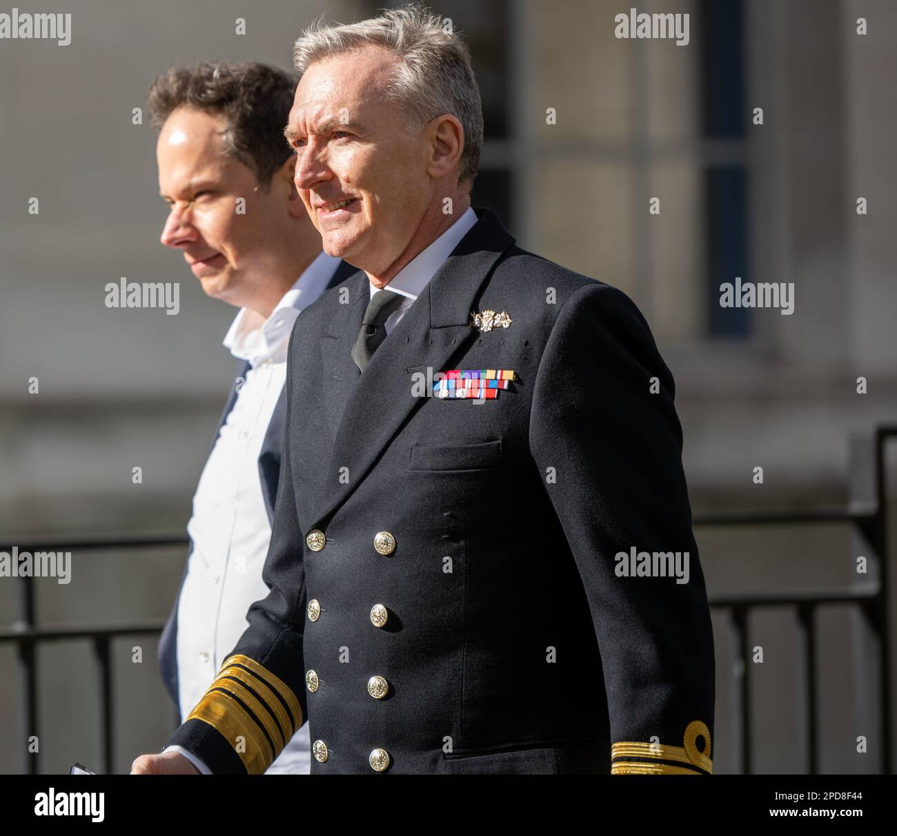 London, Großbritannien. 14. März 2023. Admiral Sir Tony Radakin, Leiter des Verteidigungsstabs, professioneller Leiter der Streitkräfte des Vereinigten Königreichs und wichtigster Militärberater des Premierministers und des Verteidigungsministers im Verteidigungsministerium, London UK Credit: Ian Davidson/Alamy Live News Stockfoto