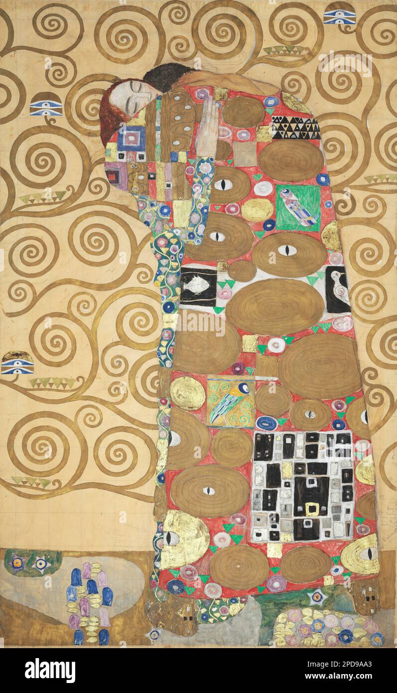 Neun Cartoons zur Ausführung einer Frieze für den Speisesaal des Stoclet House in Brüssel: Teil 8, Fulfillment (Lovers) 1910–1911 von Gustav Klimt Stockfoto