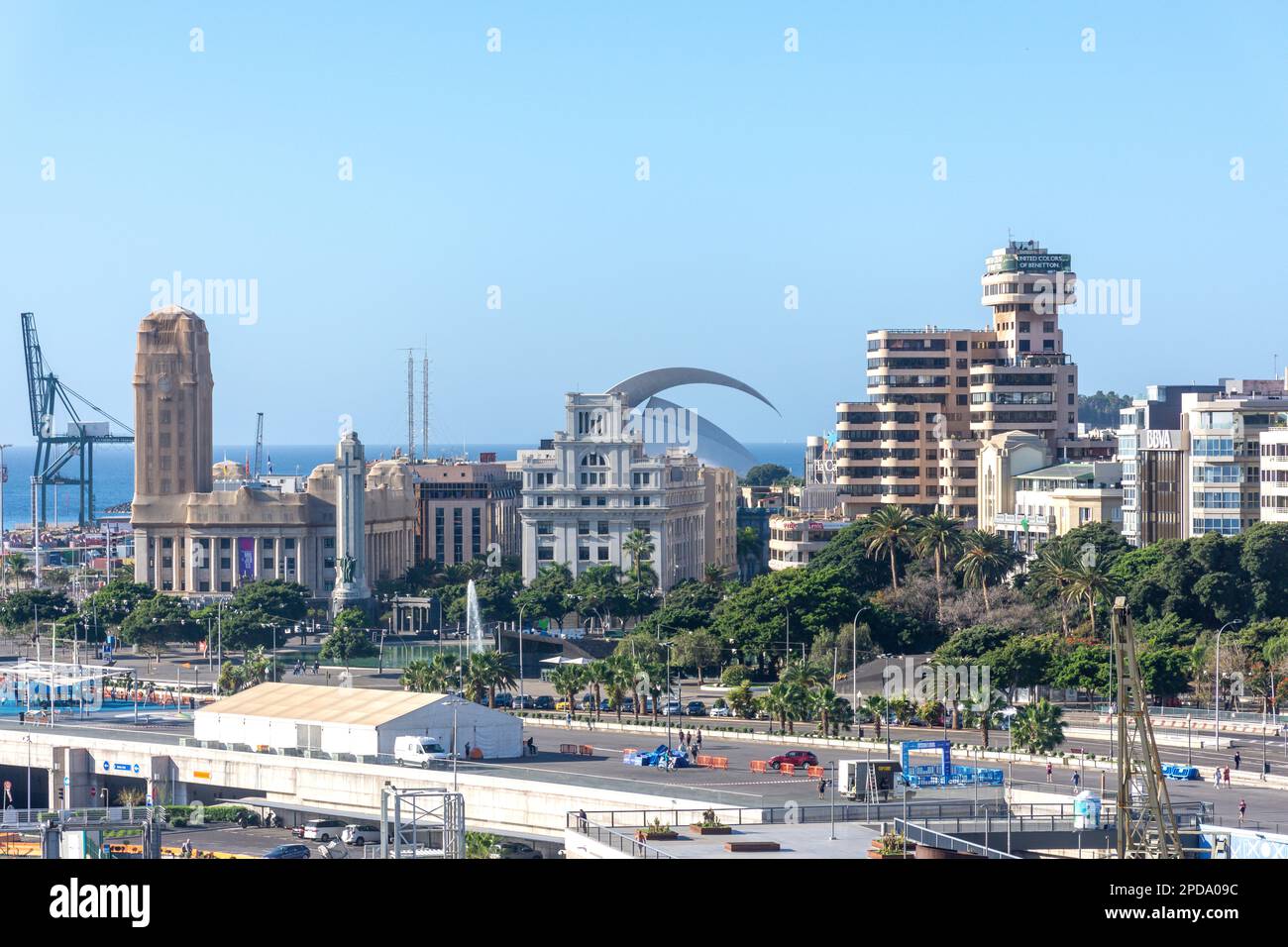 Plaza de España vom Hafen, Santa Cruz de Teneriffa, Teneriffa, Kanarische Inseln, Spanien Stockfoto