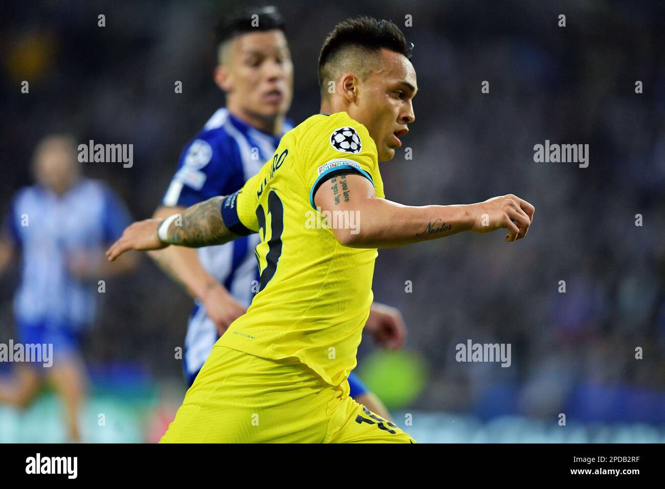 Porto, Portugal, 14. März 2023. Dragao Stadium, Champions League 2022/2023, FC Porto gegen Inter Mailand; Lautaro Martinez von Inter Mailand, während des Spiels zwischen dem FC Porto und Inter Mailand für die Champions League 2022/2023 im Dragao Stadium in Porto am 14. März. Foto: Daniel Castro/DiaEsportivo/Alamy Live News Stockfoto