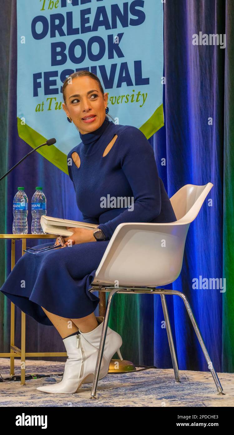 NEW ORLEANS, LA, USA - 10. MÄRZ 2023: Michelle Miller von CBS News beim New Orleans Book Festival an der Tulane University Stockfoto