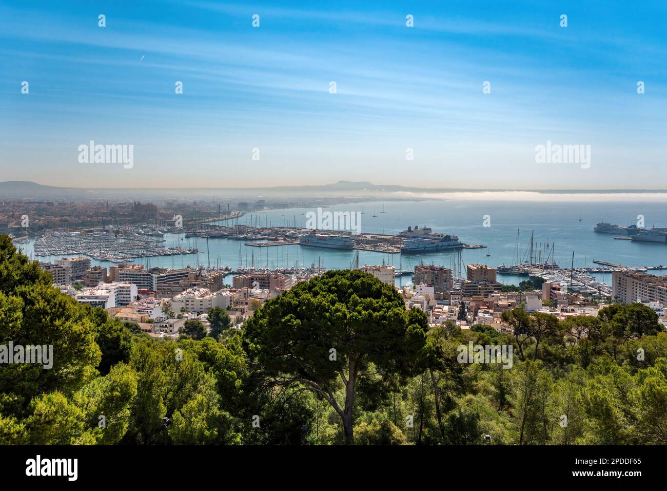 Panoramablick auf die Bucht von Palma de Mallorca, Balearen, Spanien Stockfoto