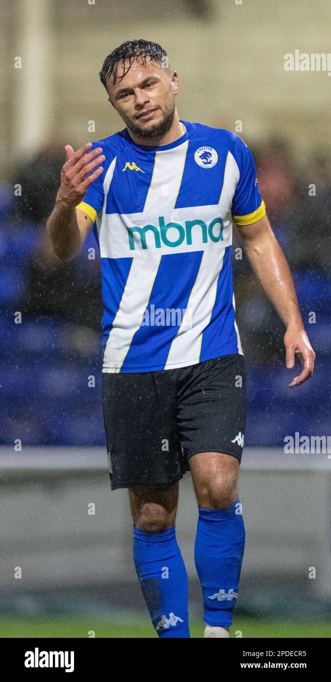 Chester, Cheshire, England. 14. März 2023 Chester’s Kurt Willoughby, während des Chester Football Club V Peterborough Sports Football Club im Deva Stadium, in der National League North (Bild: ©Cody Froggatt/Alamy Live News) Stockfoto