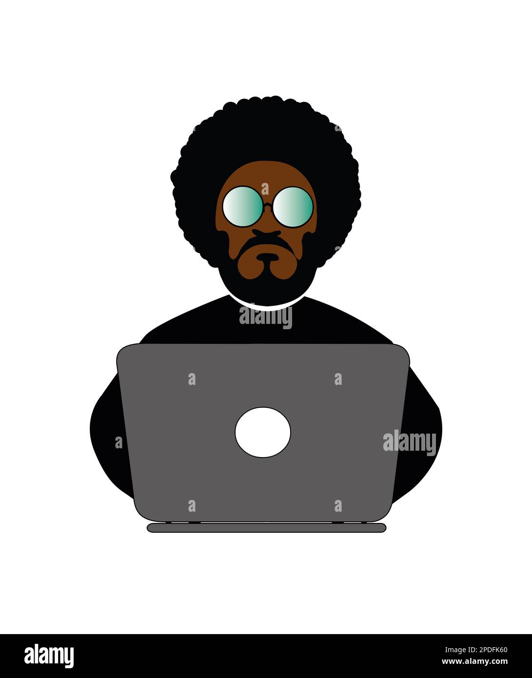 Afrikanischer Hacker, der mit einem Laptop arbeitet Stockfoto