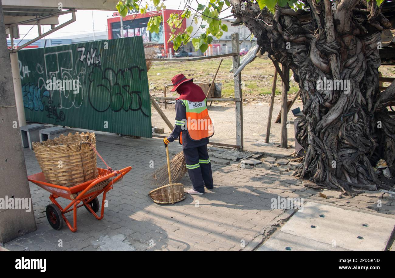 Die Straßen in der Stadt säubern, Samut Prakan, Thailand Stockfoto