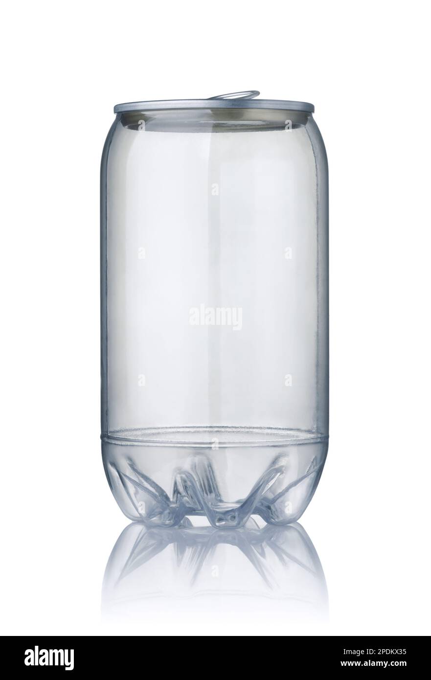 Vorderansicht eines leeren durchsichtigen Getränks, isoliert auf Weiß Stockfoto