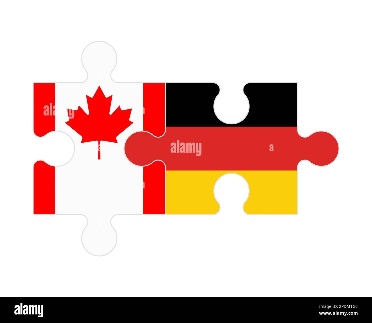Zusammenhängendes Puzzle von Flaggen von Kanada und Deutschland, Vektor Stock Vektor