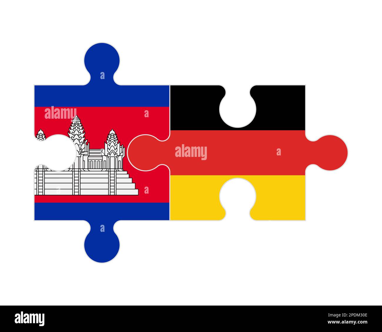 Zusammenhängendes Puzzle von Flaggen von Kambodscha und Deutschland, Vektor Stock Vektor