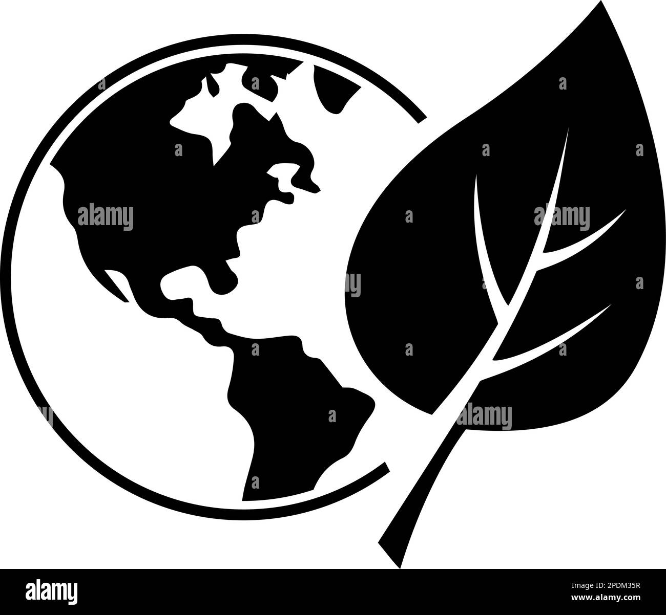 Die Ikone eines Blatts auf dem Planeten Erde als Konzept des Umweltschutzes Stock Vektor