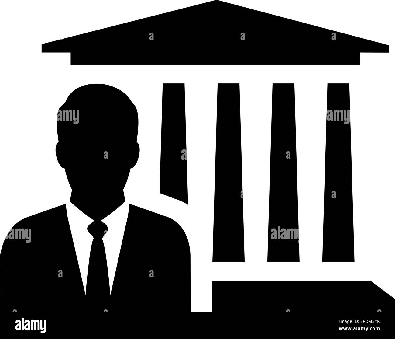 Das Regierungsgebäude- und Managersymbol als Konzept von Management und Regulierung Stock Vektor