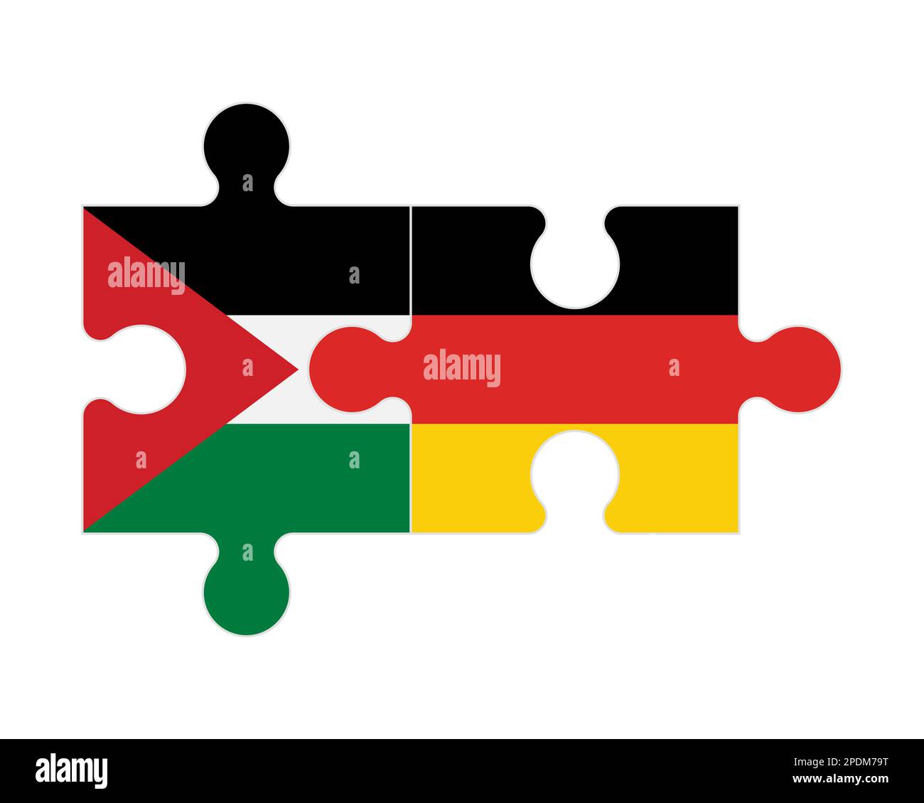Zusammenhängendes Puzzle von Flaggen Palästinas und Deutschlands, Vektor Stock Vektor