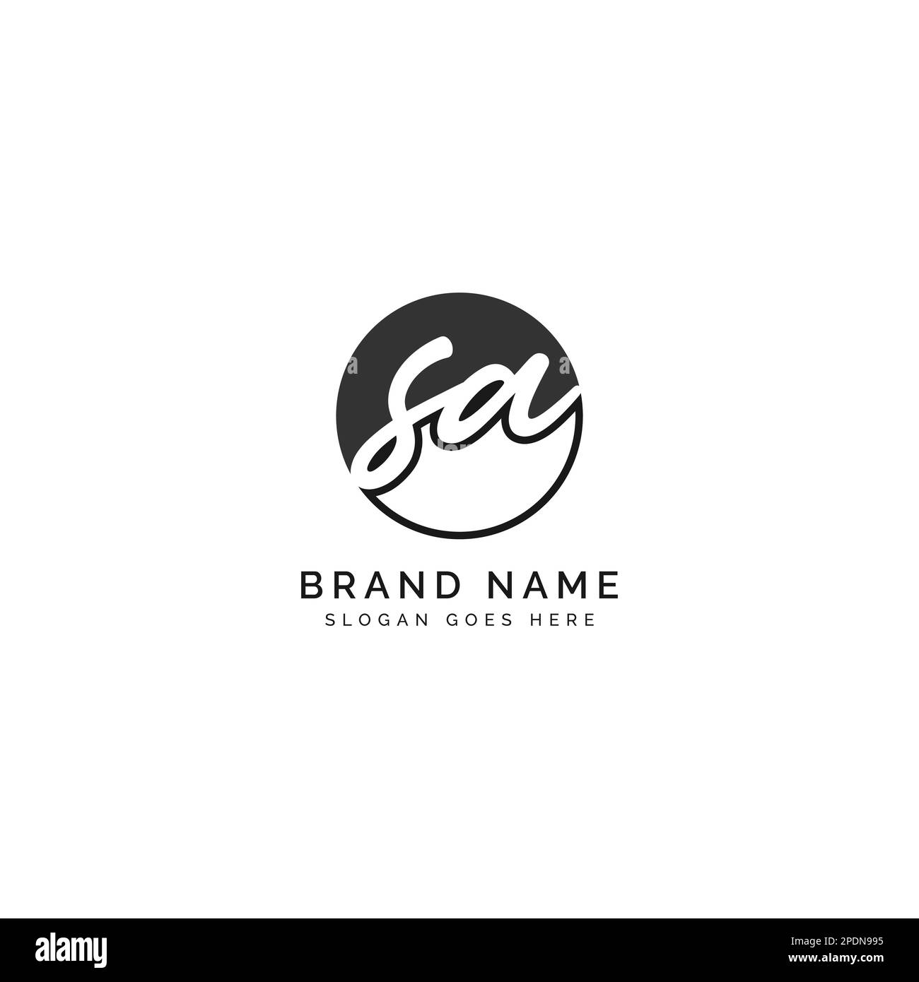 S, A, SA Anfangsbuchstabe handschriftlich und Signatur Vektorbildvorlage in runder Form Logo Stock Vektor