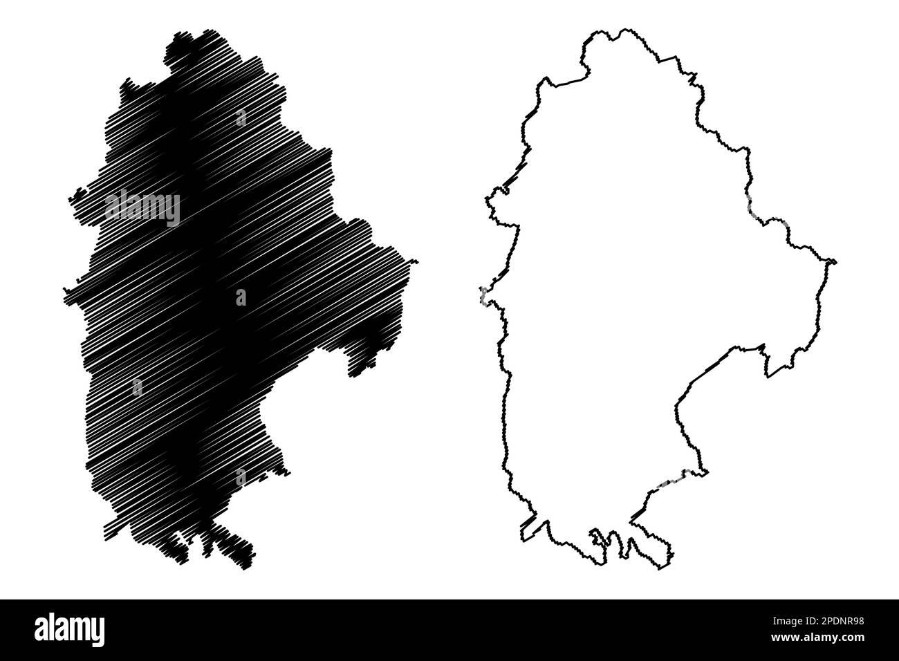 High Peak nicht-Metropolregion und Borough (Vereinigtes Königreich von Großbritannien und Nordirland, zeremonielle Grafschaft Derbyshire, England) Karte vect Stock Vektor