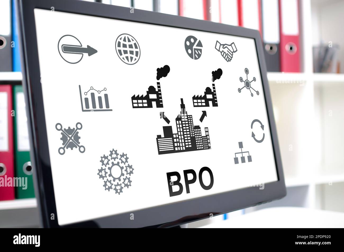 Das BPO-Konzept wird auf einem Computerbildschirm angezeigt Stockfoto