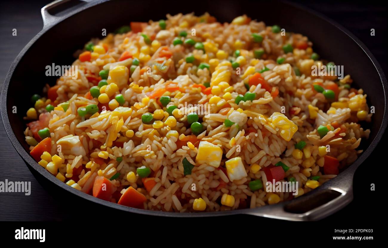 Fried Rice Explores wird in der Regel durch Rührbraten von gekochtem ...