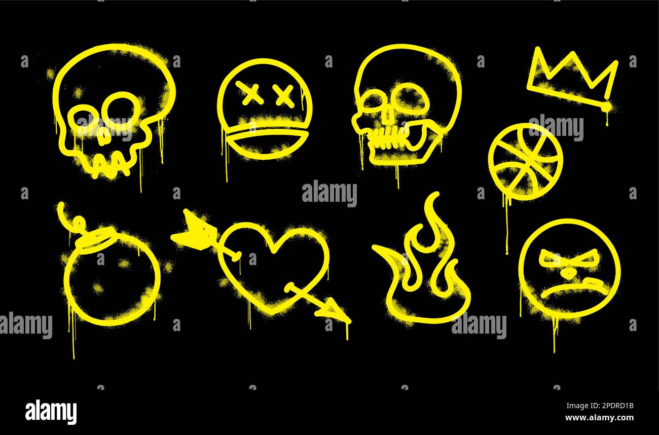 Schmutzige Textur der Grafikkastensymbole, Logo Street Art Stock Vektor