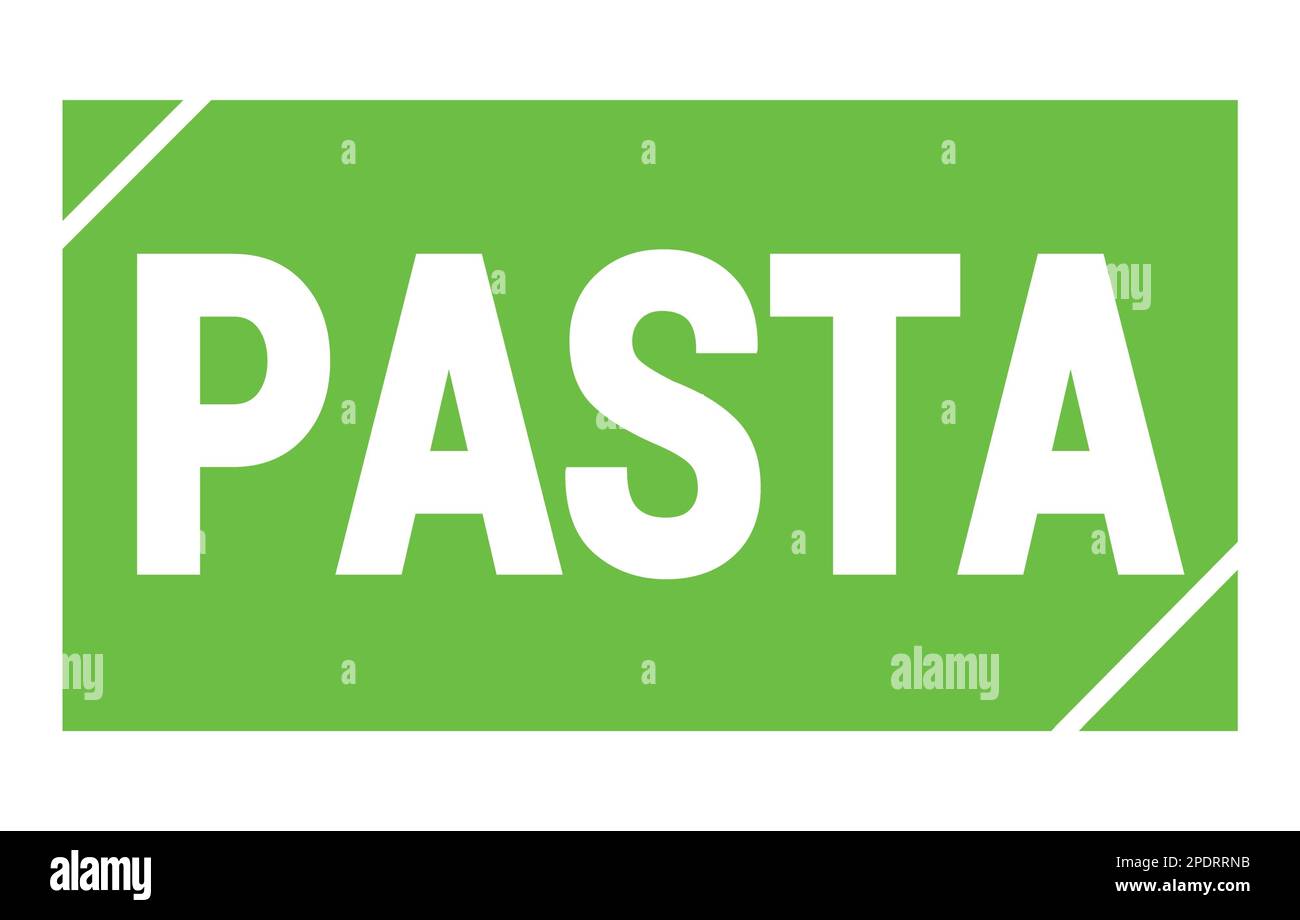 PASTA-Text auf grünem rechteckigem Stempelzeichen. Stockfoto