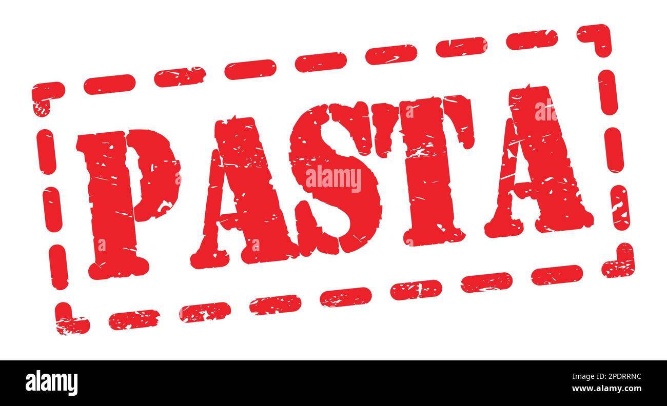 PASTA-Text auf rotem gestricheltem Stempelschild. Stockfoto