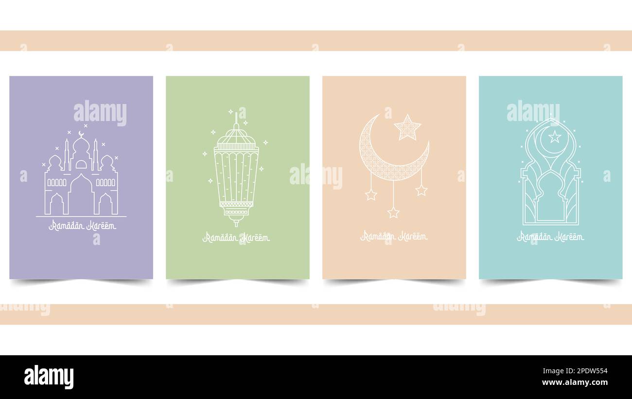 Ramadan Kareem-Vektorvorlage mit pastellfarbenem Hintergrund. Islamische Grußkarte ramadan für Social-Media-Vorlage, Poster, Medienbanner Stock Vektor