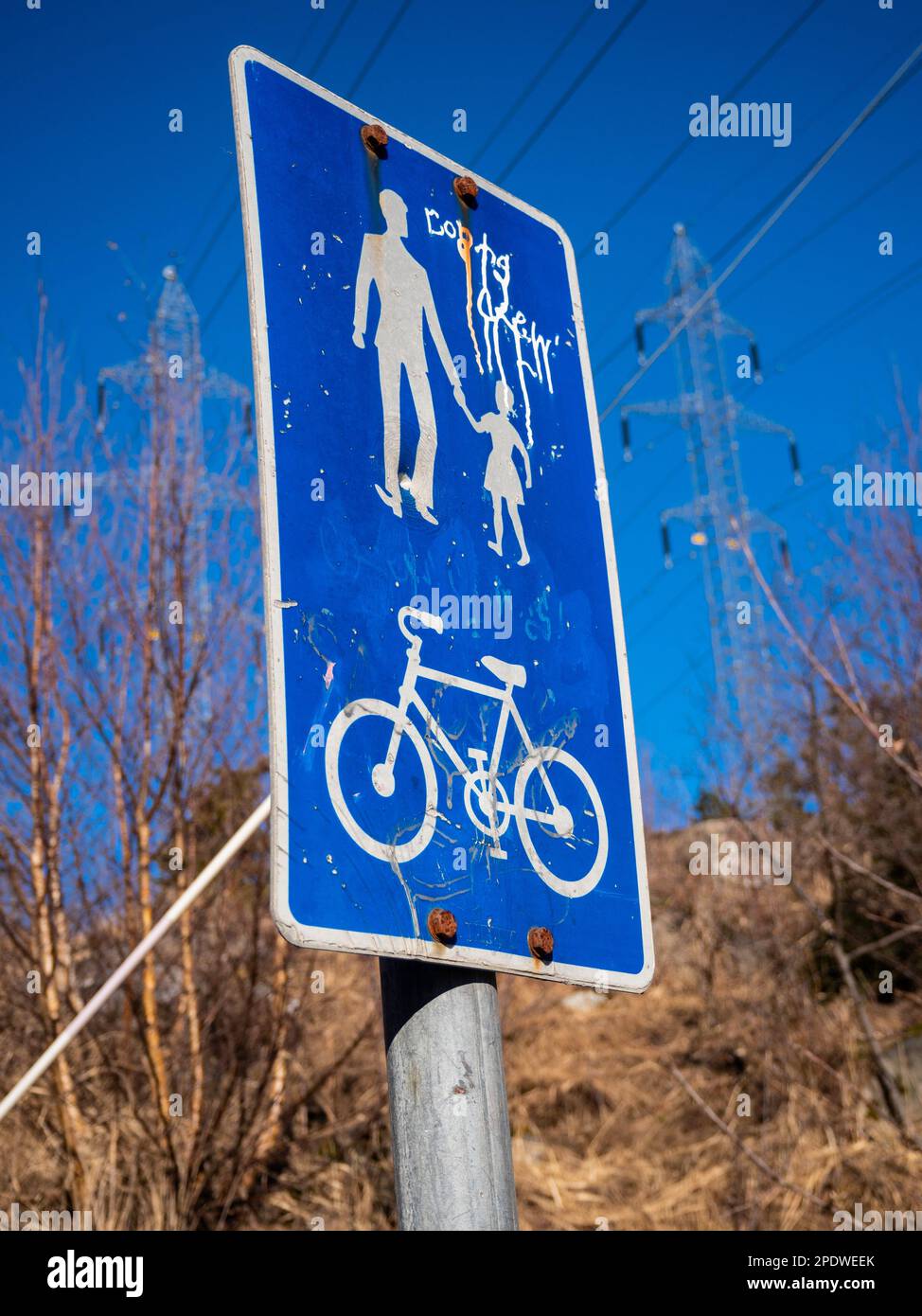 Wegweiser für Spaziergänge und Radtouren in Moss, Norwegen - 2023. Stockfoto