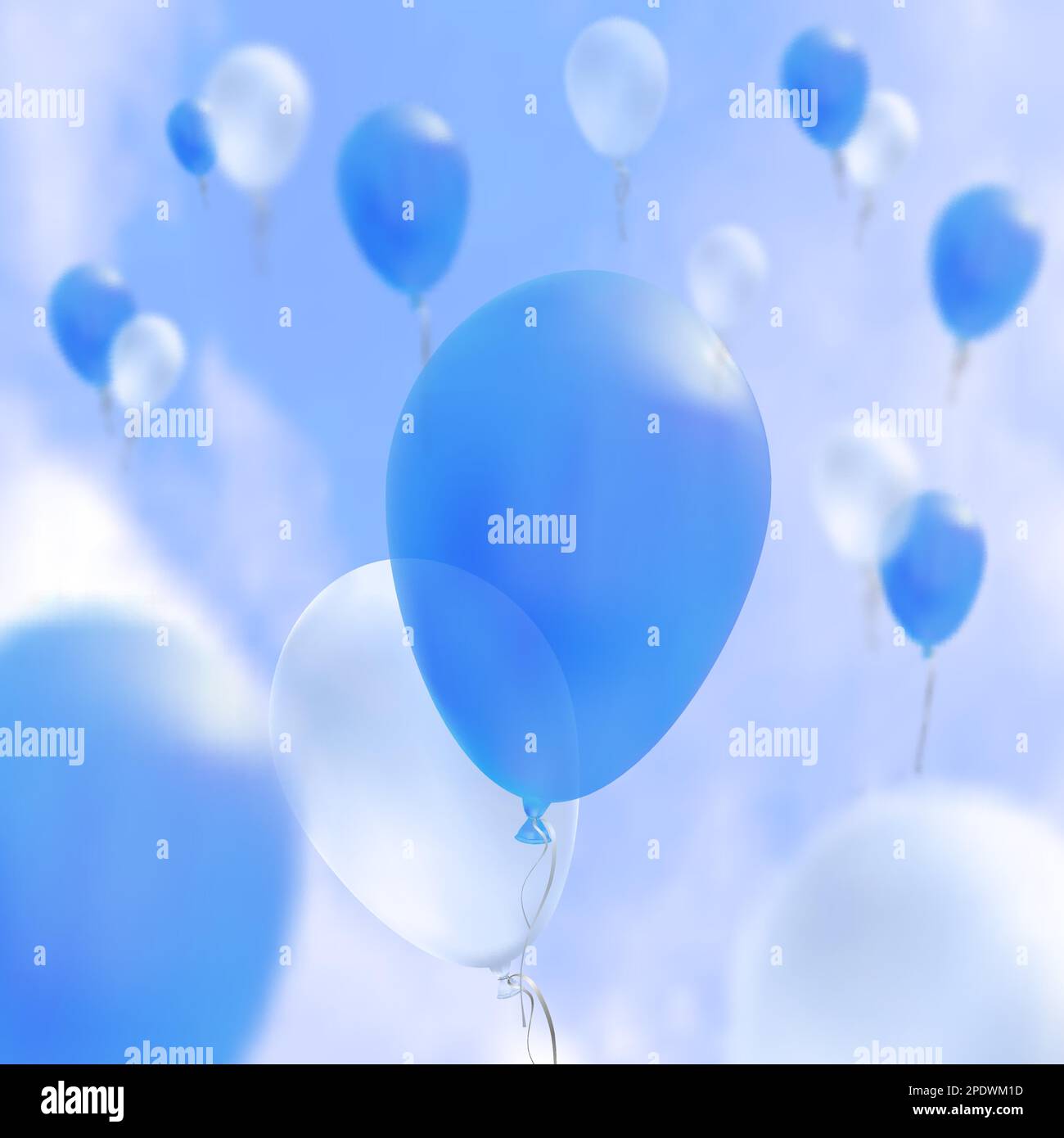 Hintergrund der Feier mit Ballons und lustigen Symbolen realistische Vektordarstellung Stock Vektor
