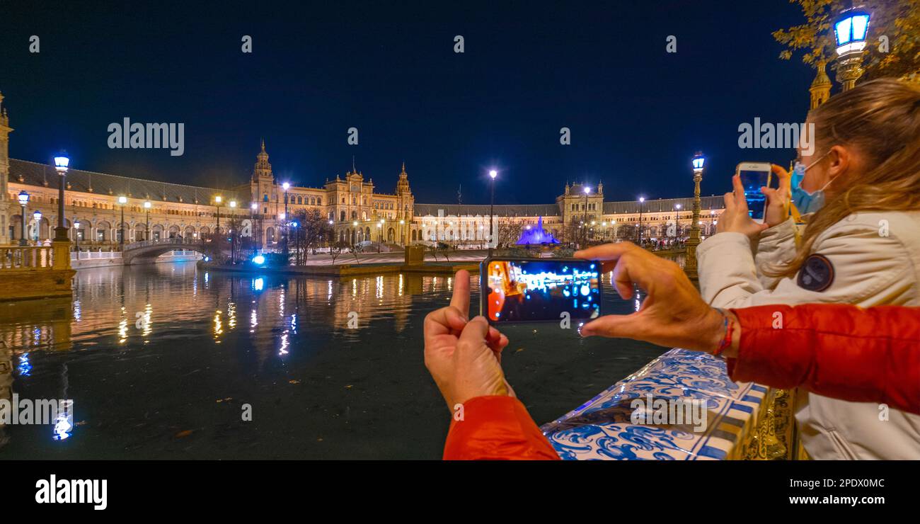 Plaza de España, Iberoamerikanische Ausstellung von 1929, Sevilla, Andalucía, Spanien, Europa Stockfoto