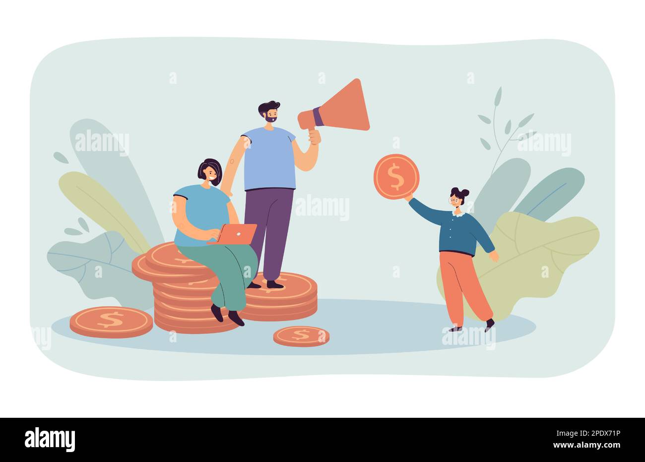 Cartoon-Familie mit Goldmünzen, die gemeinsam das Budget plant Stock Vektor