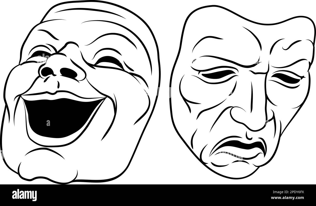 Theater Oder Theater Drama Komödie Und Tragödie Masken Stock Vektor