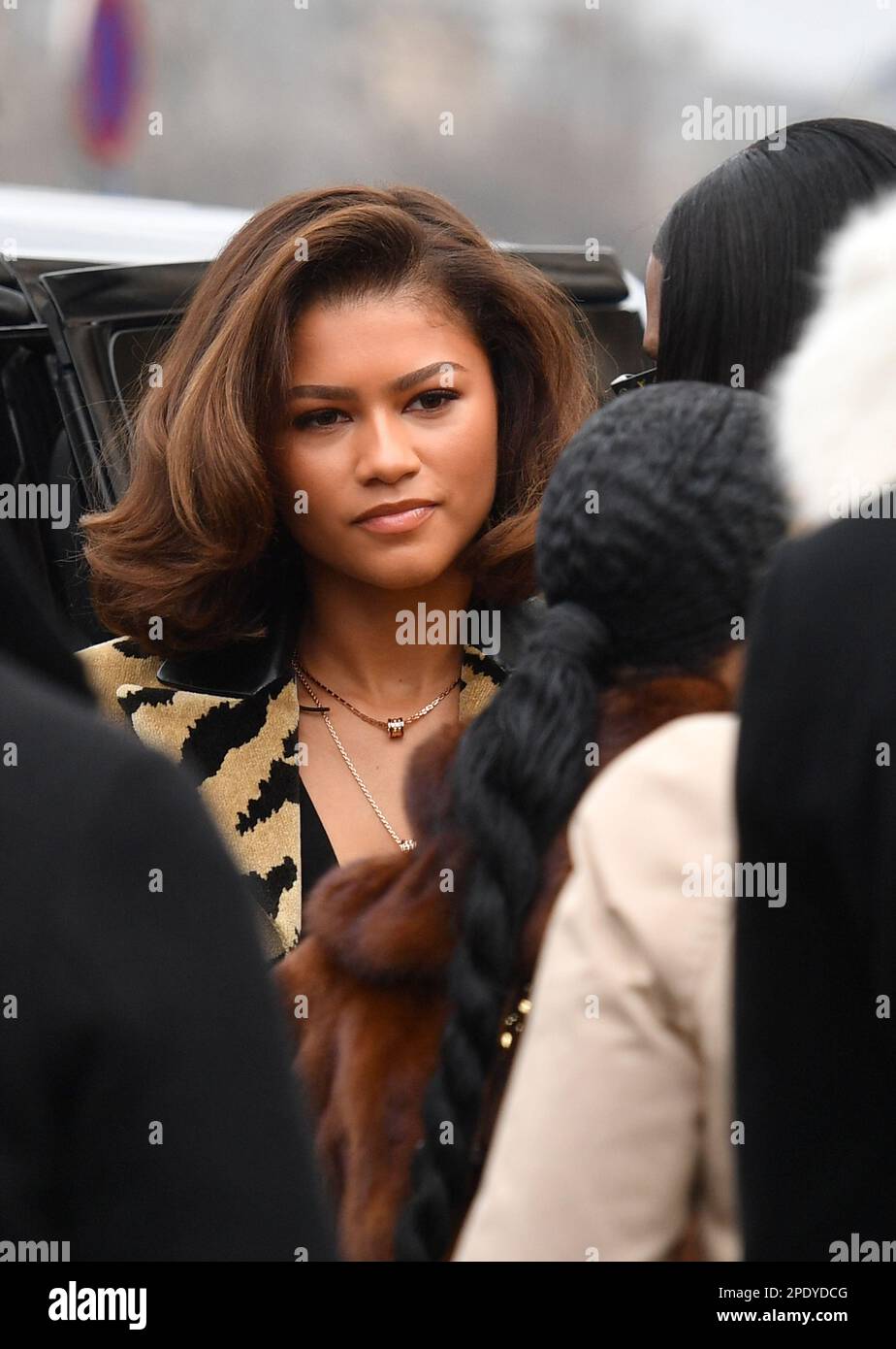 Zendaya besucht die Louis Vuitton Damenbekleidung Herbst 2023-2024 Show im Rahmen der Paris Fashion Week Stockfoto