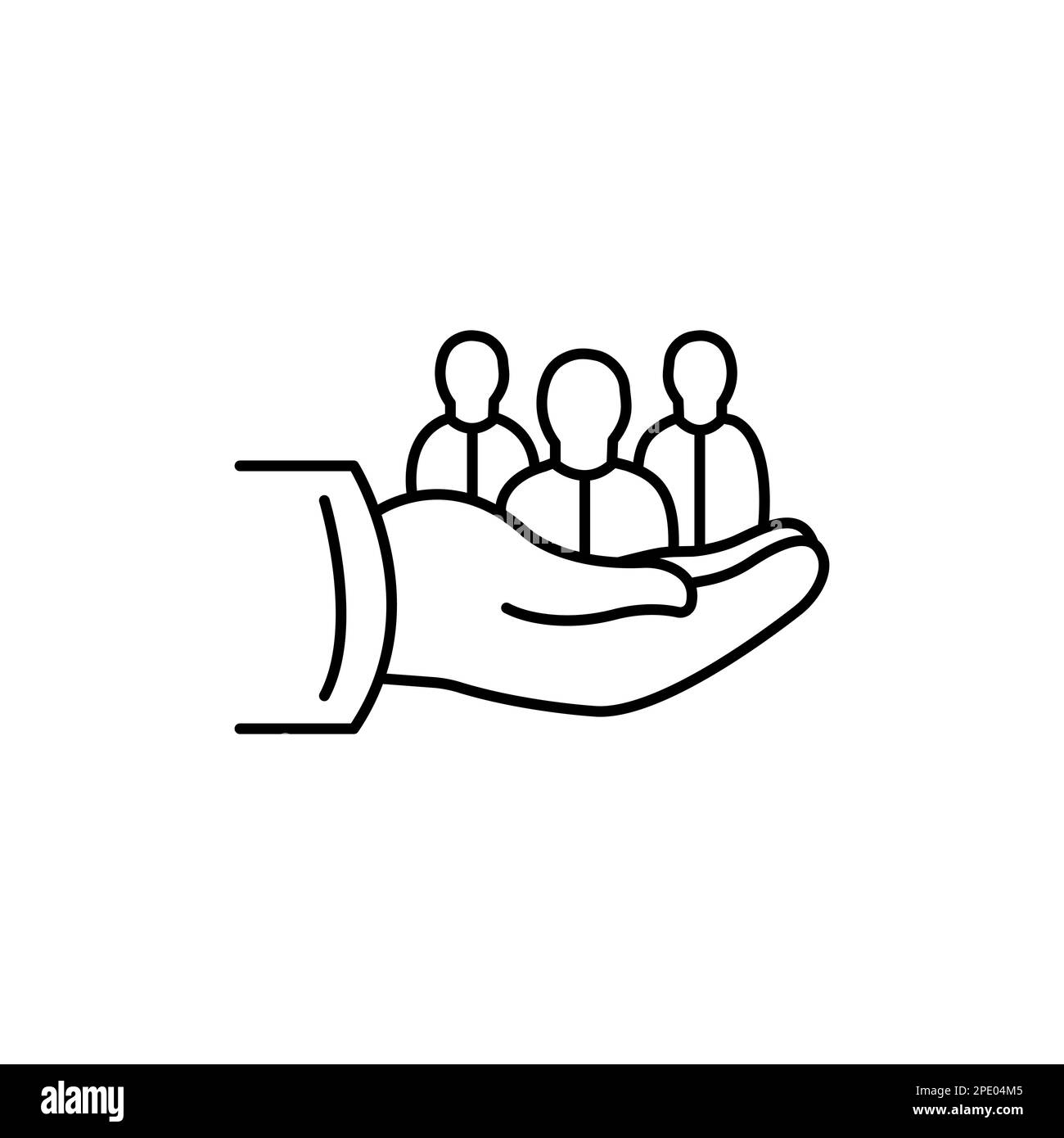 Symbol für Kundenbetreuung, soziale Hilfe, Kunden- oder Support-Service für Kundenbindung, Schutz und Sicherheit von Personen, dünne Linie auf weißem Hintergrund - bearbeitbar st Stock Vektor