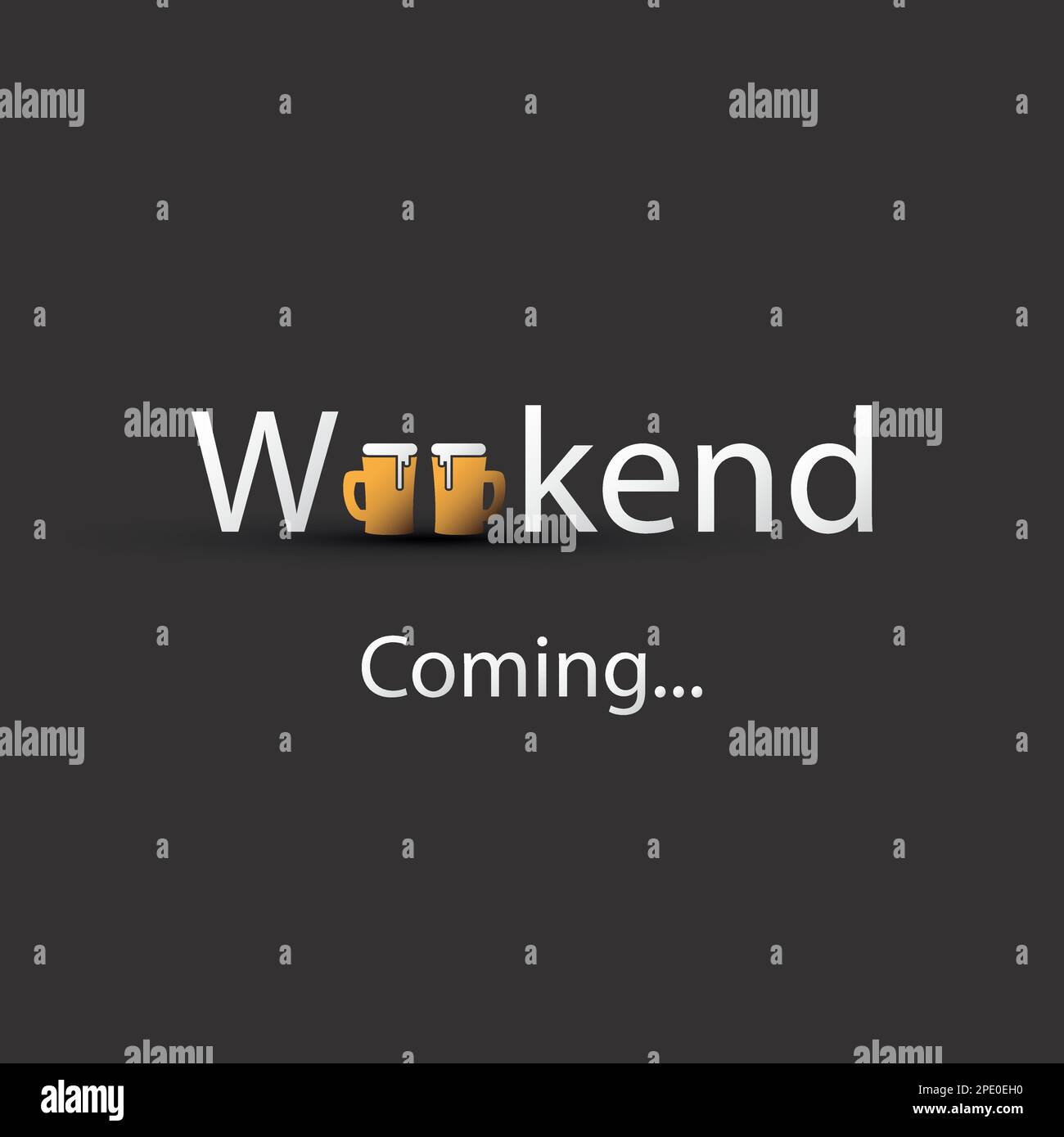 Das Wochenende kommt, Banner mit Bierbechern Stock Vektor