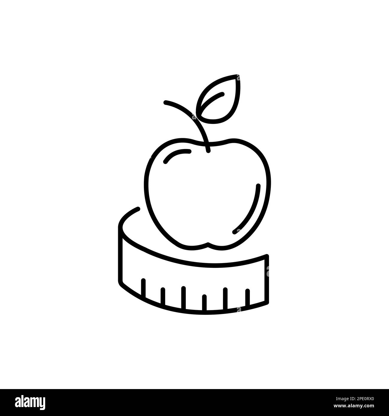 Apfelfrucht mit Maßbandsymbolen Symbol Vektorelemente für Infografik Web Stock Vektor