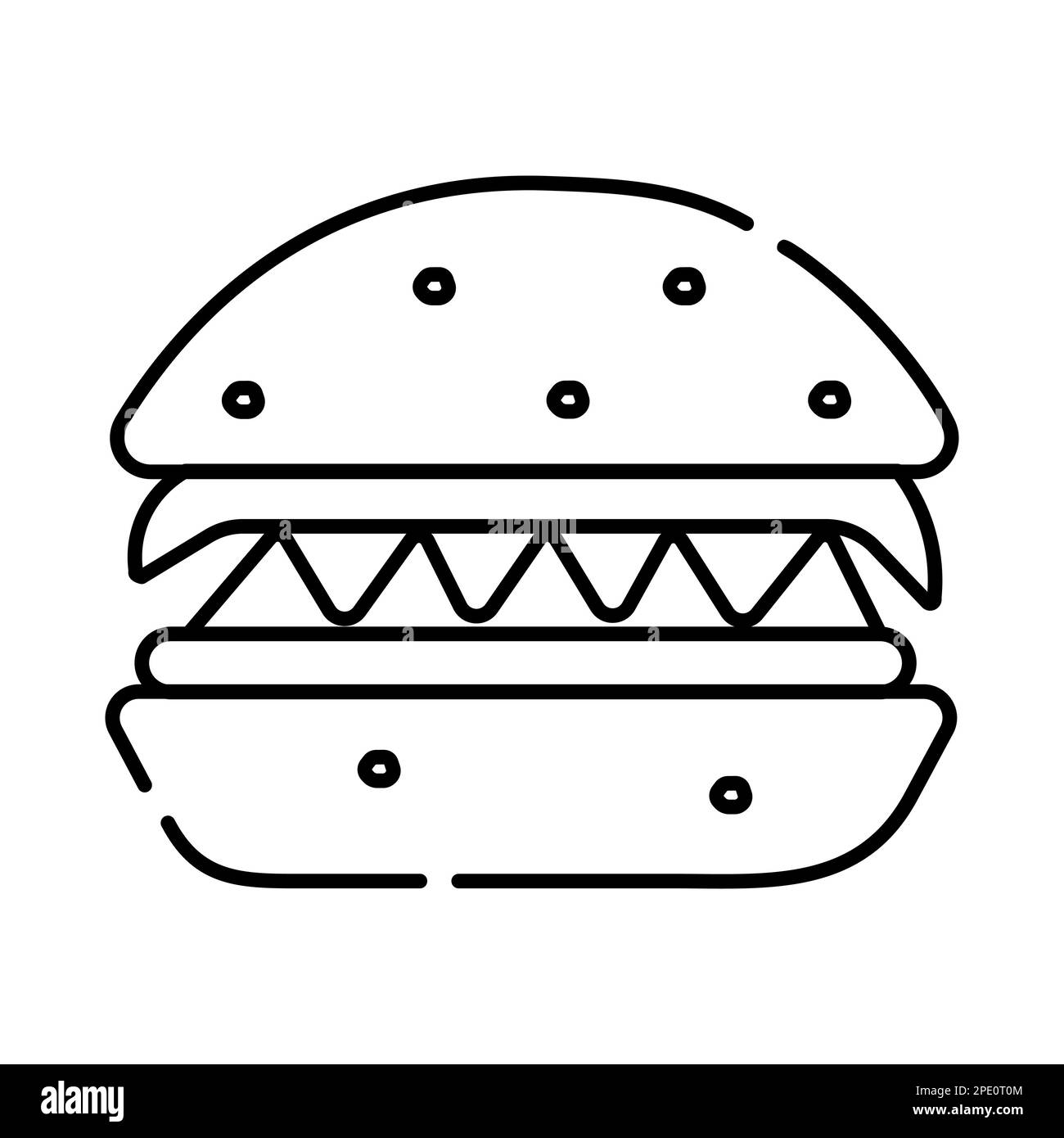 Schwarzweiß-Vektorlinien-Darstellung von Burger Stock Vektor