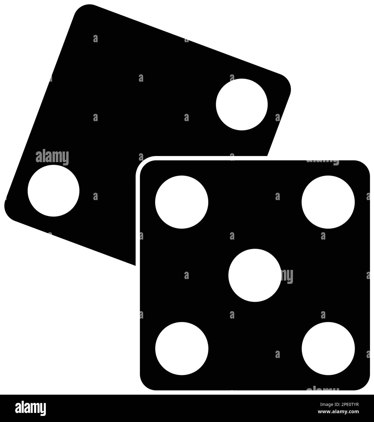 Flache schwarze Würfel-Ikone, trendiges Idea-Designkonzept mit sieben Glückszahlen, Spielobjekt im Casino isoliert auf weißem Hintergrund. Stock Vektor