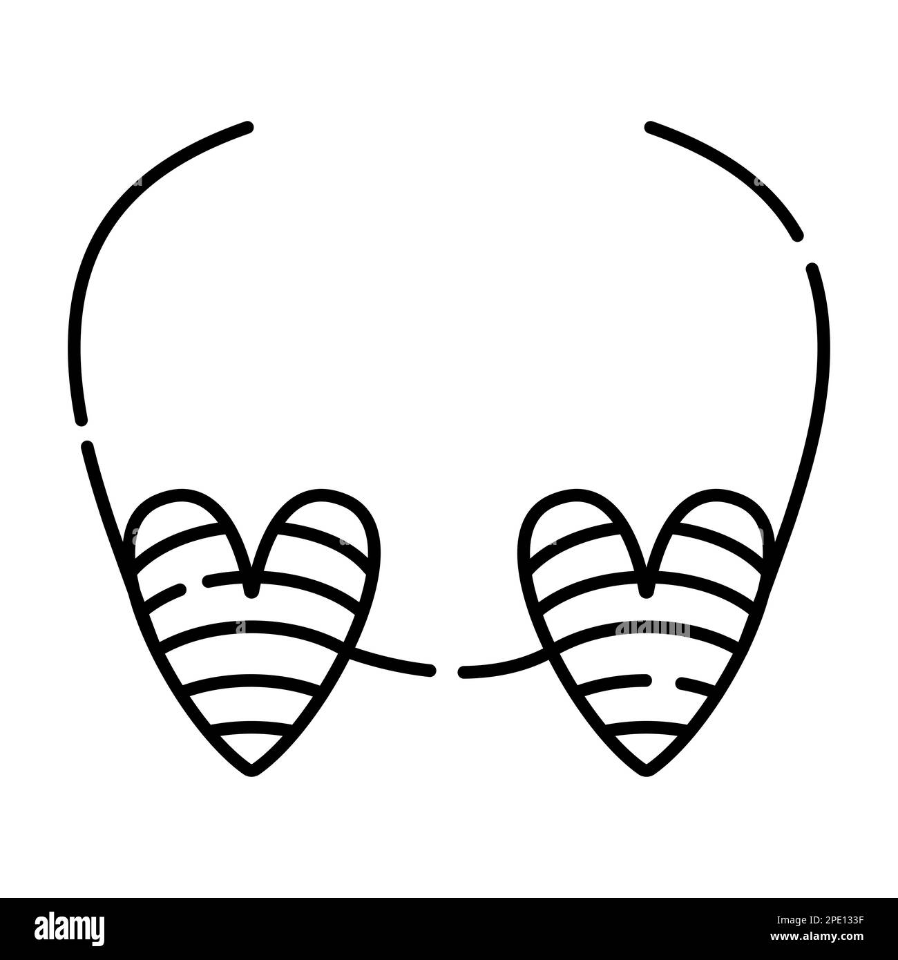 Brille mit Herzen und Regenbogen, Vektorgrafik mit schwarzen Linien Stock Vektor