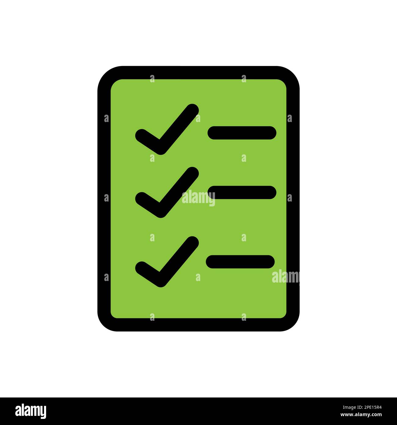 Symbol für Seitenzeile der Checkliste isoliert auf weißem Hintergrund. Schwarzer, flacher Klassiker mit modernem Umriss. Lineares Symbol und bearbeitbare Kontur. Simple und pi Stock Vektor