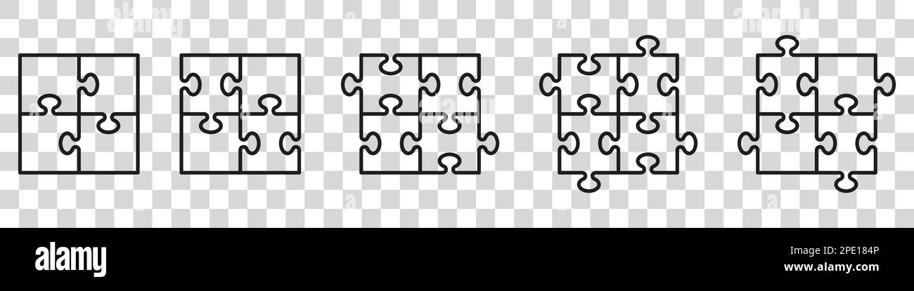 Puzzles-Raster - leere Vorlage. Spiel mit Details. Vektordarstellung. Stock Vektor