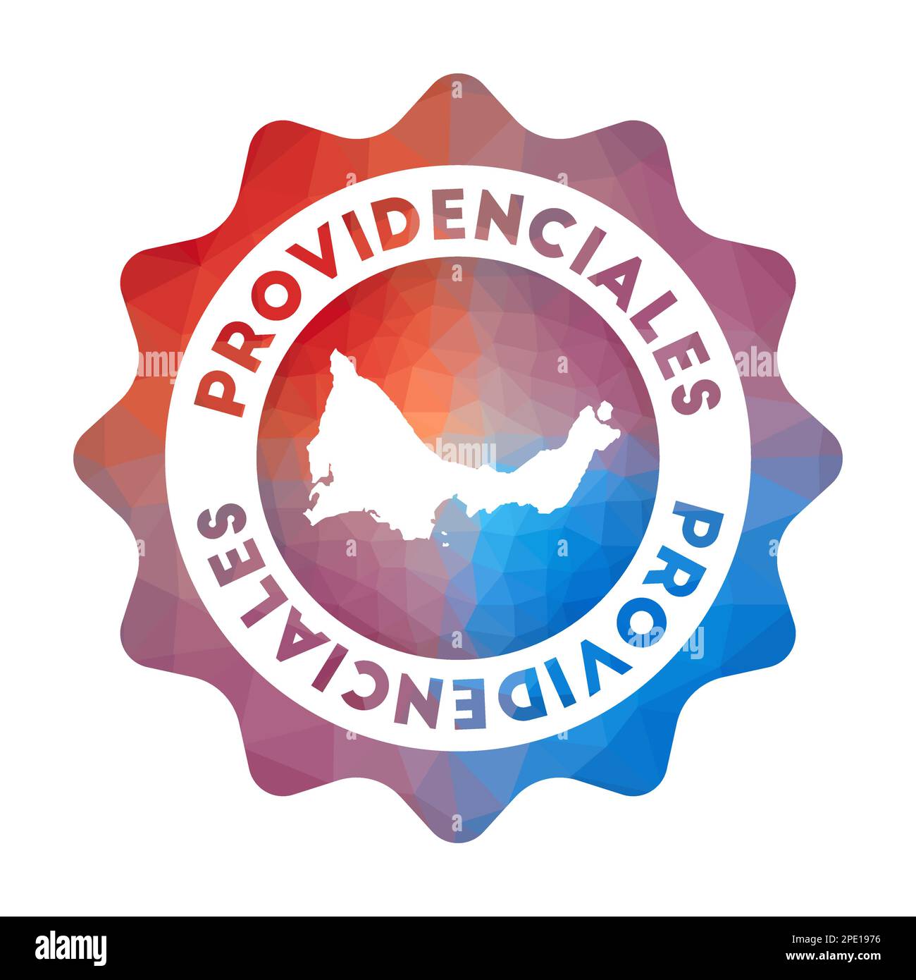 Providenciales Low Poly-Logo. Buntes Reiselogo mit Farbverlauf der Insel im geometrischen Stil. Stock Vektor