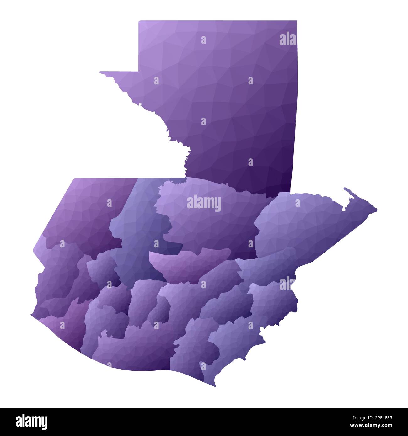 Guatemala-Karte. Geometrischer Stil für die Länderumrisse. Darstellung des optimalen violetten Vektors. Stock Vektor