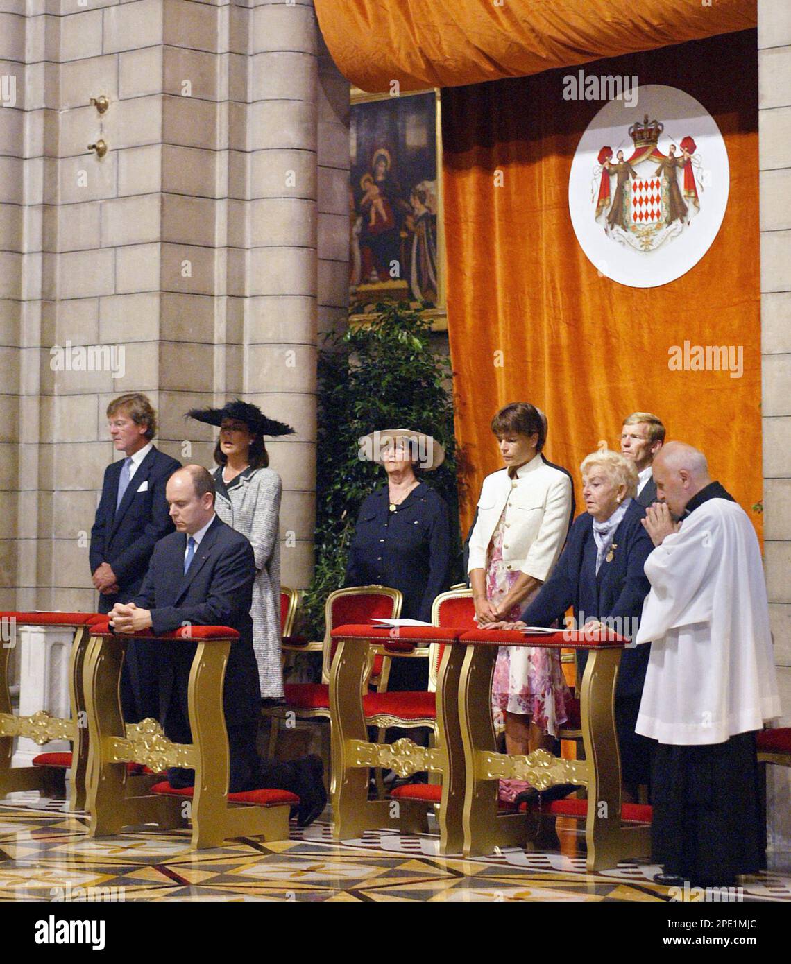 Caroline Ruler Prince Albert II of Monaco, 2nd left, attends along with his sister ...
