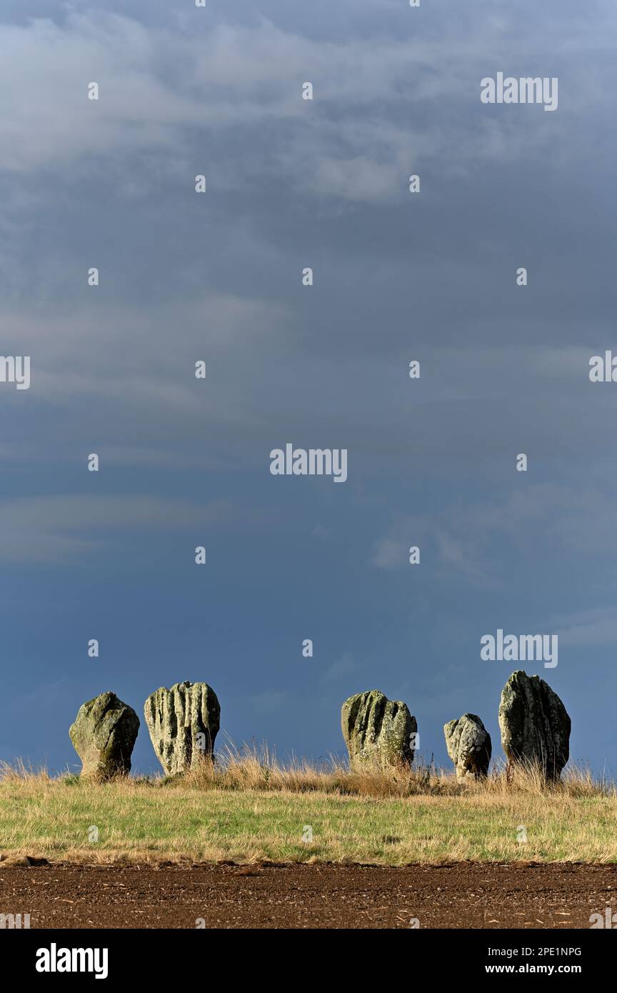 Duddo Five Stones, Steinkreis, auch bekannt unter anderen Namen wie „The Singing Stones“, „The Duddo Stones“ und „The Women“ Stockfoto