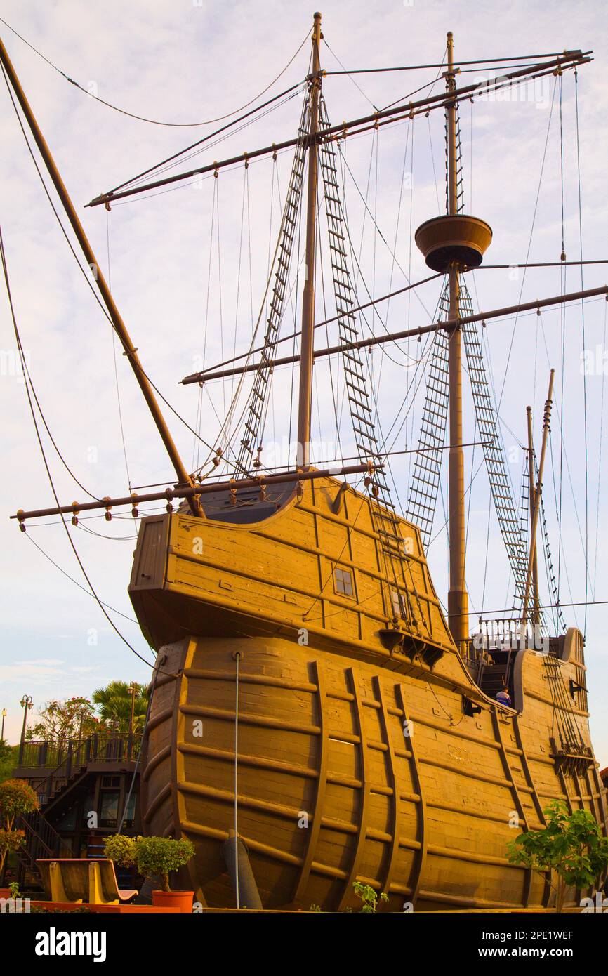 Malaysia, Melaka, Malacca, Flor de la Mar, portugiesisches Schiff, Nachbildung, Stockfoto
