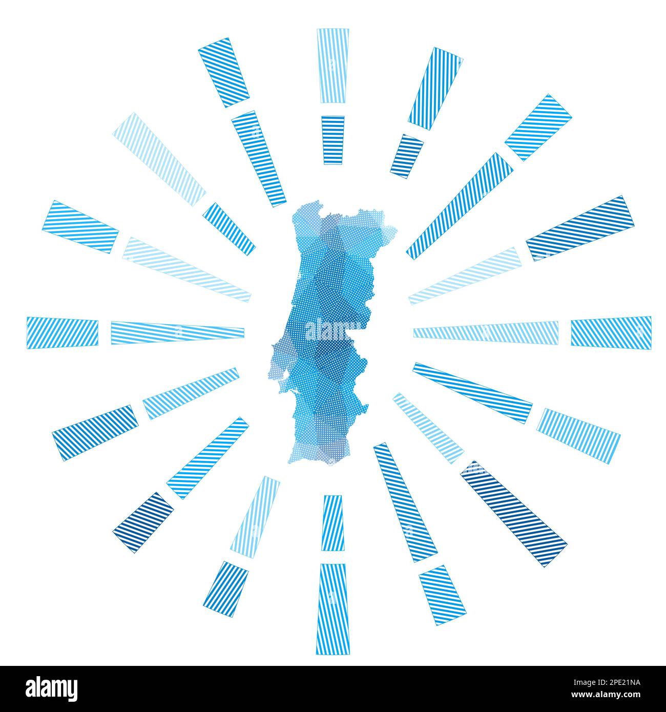 Portugal Sonnenaufgang. Niedergestreifte Rochen und Landkarte. Ansprechende Vektordarstellung. Stock Vektor
