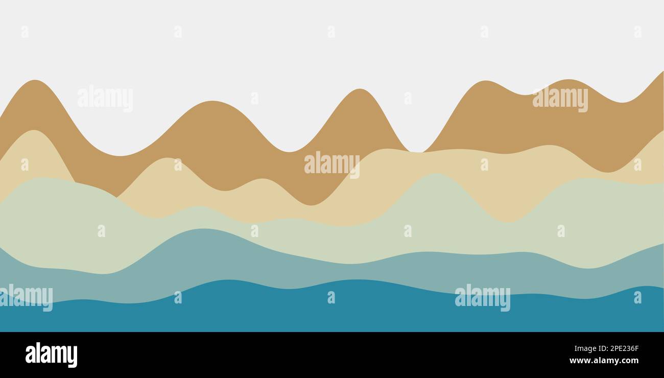 Abstrakter brauner blaugrüner Hintergrund. Bunte Wellen, coole Vektordarstellung. Stock Vektor