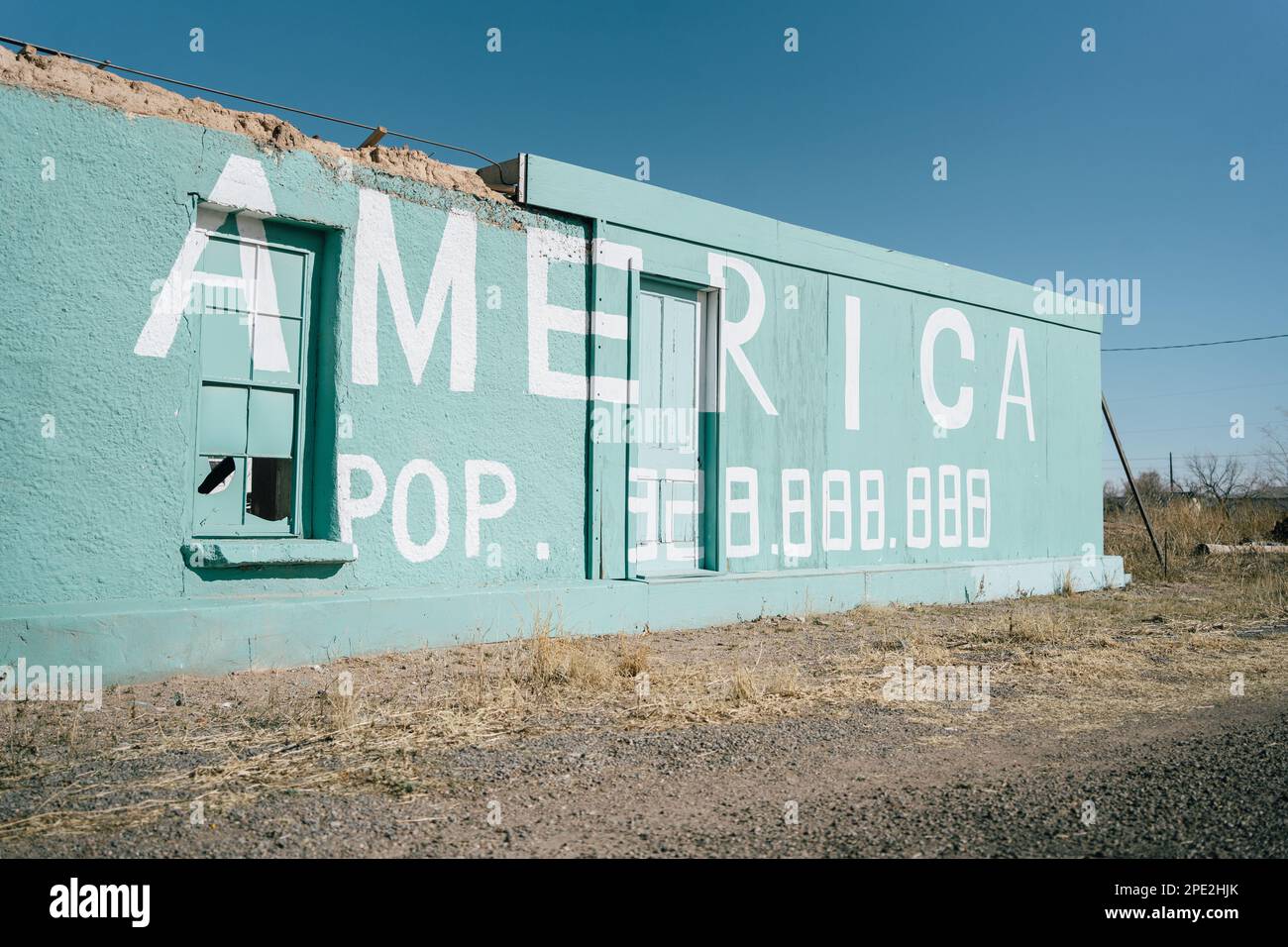 Wandgemälde der amerikanischen Bevölkerung, Marfa, Texas Stockfoto